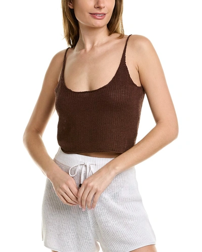 Onia Textured Linen Jumper Scoop Tank In Brown