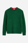 ALEX MILL PILLY CABLE CREWNECK IN HEATHER PINE