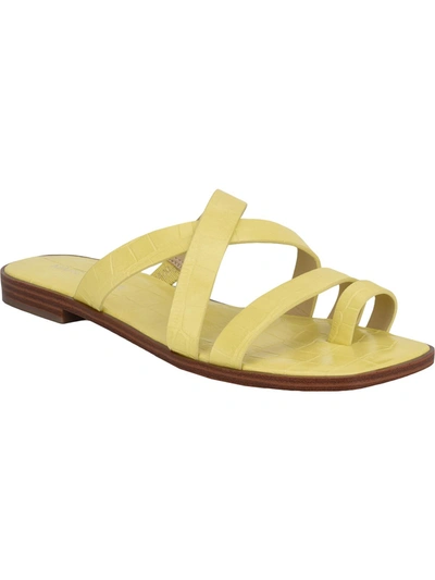 Marc Fisher Arena 2 Womens Faux Leather Strappy Flats In Yellow