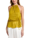 Ted Baker Cliara Textured Stretch-woven Halter-neck Top In Yellow