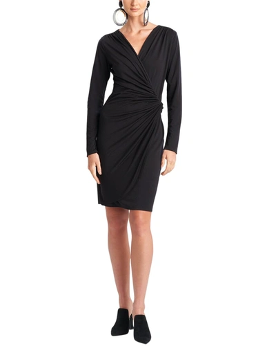 Natori Draped Long-sleeve Jersey Dress In Black