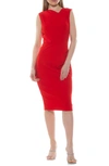 ALEXIA ADMOR DIANE ASYMMETRIC SLEEVELESS MIDI SHEATH DRESS