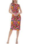 Alexia Admor Diane Asymmetric Sleeveless Midi Sheath Dress In Floral Multi