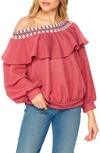 Bluegrey Perfect Love Off-shoulder Sweater In Cherry