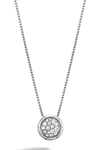 John Hardy Sterling Silver Pave White Topaz Bamboo Textured Circle Pendant Necklace In White