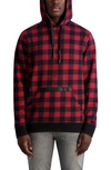 Karl Lagerfeld Script Logo Buffalo Check Cotton Hoodie In Red/ Black