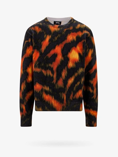 Stussy Printed Fur Sweater In Orange