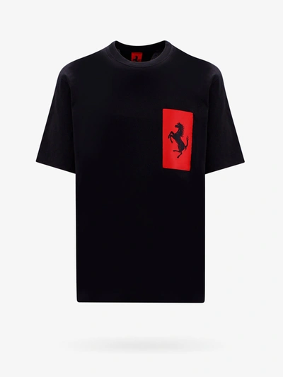 Ferrari Logo-patch Crew Neck T-shirt In Black