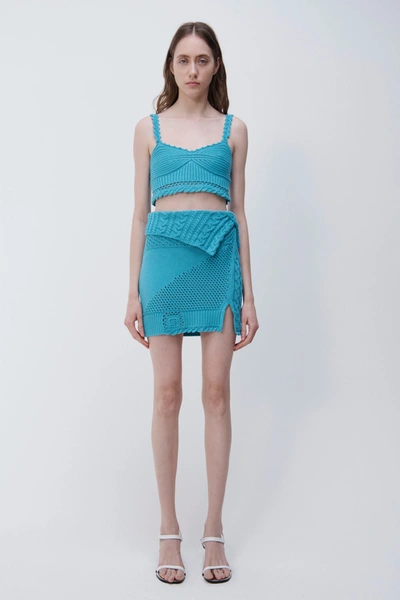 Simkhai Ofira Cotton Patchwork Bralette Top In Laguna