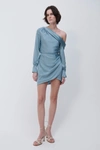 Simkhai Cameron Satin Mini Dress In Celeste Blue