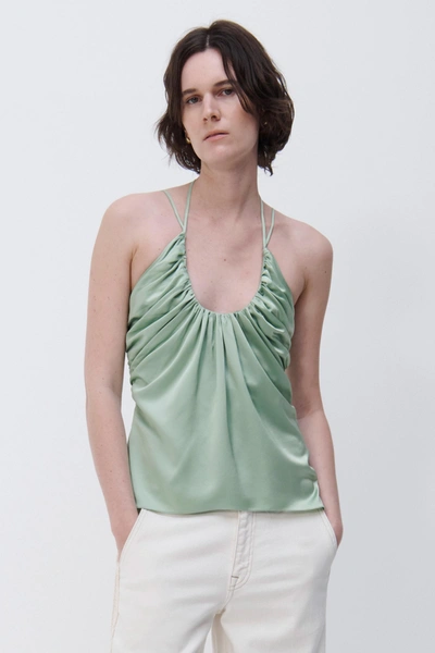 Jonathan Simkhai Maison Charmeuse Top In Spring Green