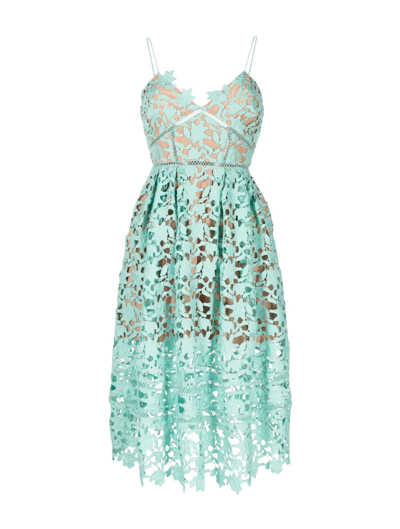 Self-portrait Azalea Midi Dress In Blue | ModeSens