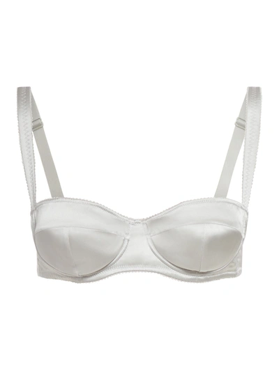 Dolce & Gabbana Satin Balconette Bra In Natural White