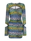 Ganni Printed Mesh Cutout Mini Dress In Multicolour
