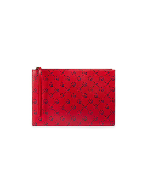 Gucci Ghost Skull Leather Pouch, Red In 