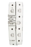 Mcm Buckle Reversible Signature Belt In White