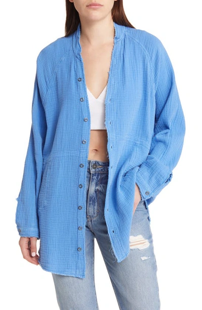 Free People Summer Daydream Tunic Shirt In All Aboard Blue