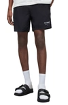 Allsaints Mens Jet Black Underground Logo-print Recycled-polyamide Swim Shorts Xl In Jet Black