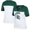 COLOSSEUM COLOSSEUM WHITE/HEATHER GREEN MICHIGAN STATE SPARTANS FROST YOURSELF NOTCH NECK T-SHIRT
