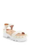 Chloé Stud-embellished Buckle-strap Sandals In Cloudy White