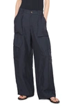 Vince Wide-leg Cotton Cargo Pants In Navy