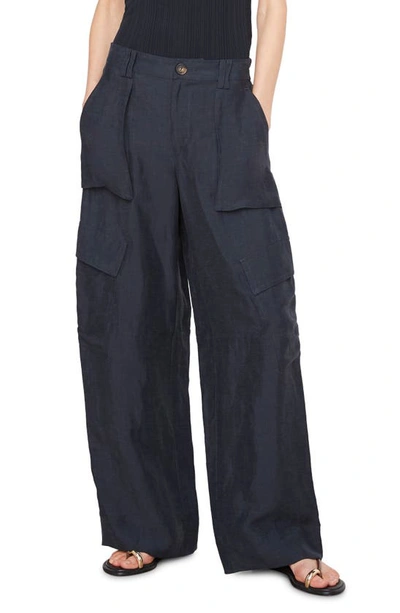 Vince Wide-leg Cotton Cargo Trousers In Navy