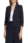 Theory One Button Notched Collar Blazer In Blue