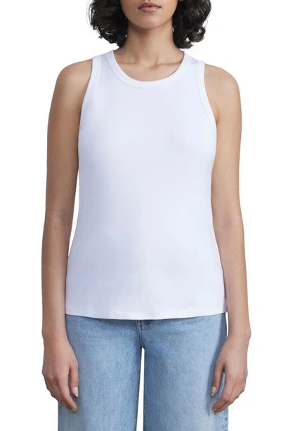 Lafayette 148 Swiss Cotton Rib Racerback Tank In White