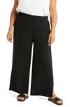Eileen Fisher Women's Silk Straight-leg Ankle Pants In Black