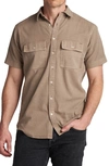 Rowan Warwick Heritage Twill Short Sleeve Button-up Shirt In Stone