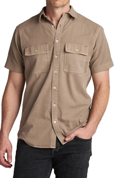 Rowan Warwick Heritage Twill Short Sleeve Button-up Shirt In Stone