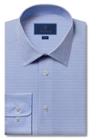 David Donahue Slim Fit Dobby Micro Check Cotton Dress Shirt In Blue