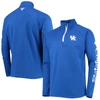 Columbia Royal Kentucky Wildcats Terminal Tackle Fleece Raglan Omni-shade Quarter-zip Jacket In Royal
