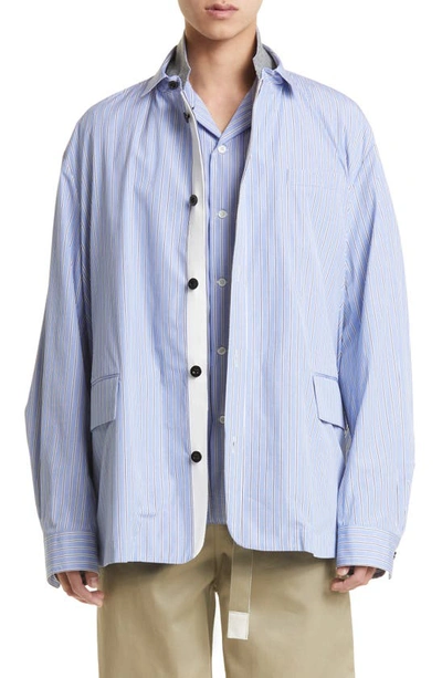 Sacai Thomas Mason Cotton Poplin Jacket In Blue