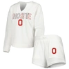 CONCEPTS SPORT CONCEPTS SPORT  WHITE OHIO STATE BUCKEYES SUNRAY NOTCH NECK LONG SLEEVE T-SHIRT & SHORTS SET