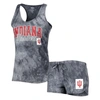 CONCEPTS SPORT CONCEPTS SPORT CHARCOAL INDIANA HOOSIERS BILLBOARD TIE-DYE TANK AND SHORTS SLEEP SET