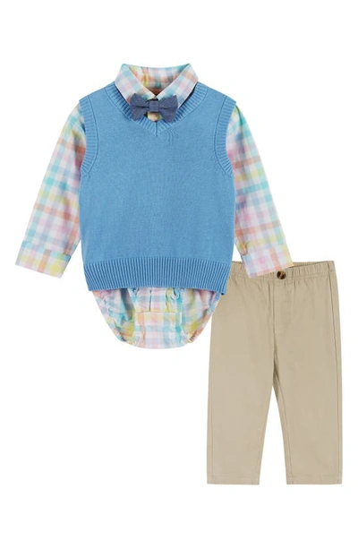 Andy & Evan Baby's & Little Boy's 4-piece Bowtie, Sweater Vest, Gingham Print Shirt & Pants Set In Sky Blue