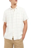 Barbour Bayston Tattersall Short Sleeve Linen Button-up Shirt In Ecru