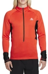 Nike Acg Oregon Series Slim-fit Mesh-trimmed Polartec® Fleece Half-zip Sweatshirt In Picante Red/black/wolf Grey