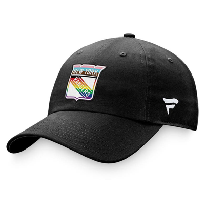 Fanatics Branded Black New York Rangers Team Logo Pride Adjustable Hat
