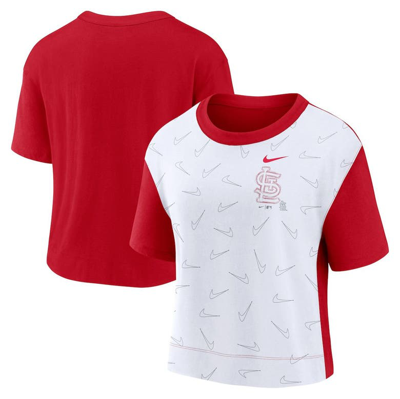 Nike Women's  Red And White St. Louis Cardinals Line Up High Hip Fashion T-shirt In Red,white