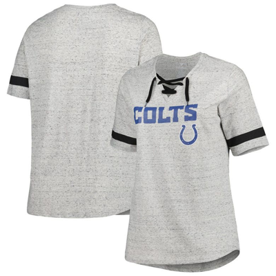 Profile Heather Gray Indianapolis Colts Plus Size Lace-up V-neck T-shirt