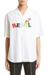 UNDERCOVER REBEL PRINT SHORT SLEEVE BUTTON-UP SHIRT