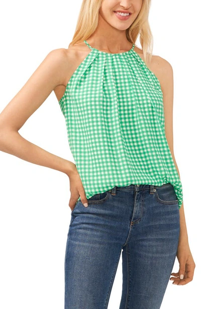 Cece Checked Halter Top In Vivid Green