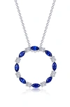 Lafonn Fancy Lab Grown Sapphire Pendant Necklace In Blue