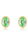 Lafonn Lab Grown Green Sapphire Stud Earrings In Green