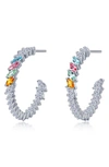 Lafonn Simulated Diamond & Created Sapphire Inside Out Hoop Earrings In Silver Multi