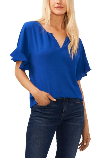 Cece Ruffle Sleeve Drop Shoulder Blouse In Deep Royal Blue