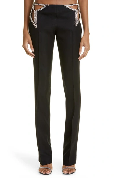 Stella Mccartney Star Embellished Cutout Slim-leg Pants In Dark Wash Black