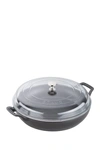 Staub 3.5-quart Braiser With Glass Lid In Matte Black